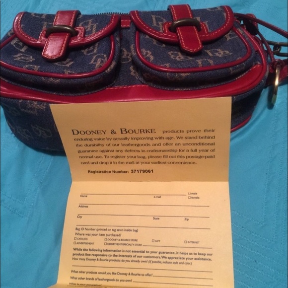 Dooney & Bourke Handbags - Authentic Red and denim Dooney & Bourke handbag